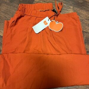 FRENCH RIVIERA VACATION ELASTIC WAIST WIDE LEG TROUSERS